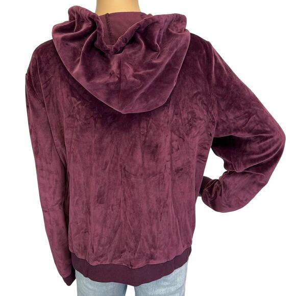 Victoria's Secret PINK Velour Perfect Full Zip Jacket Hoodie Plum Size L - Picture 6 of 12